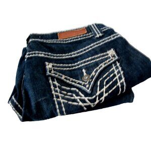 Vigoss Jeans Women's Size 11 Blue Denim, 31 Easy Capri Embroidered,